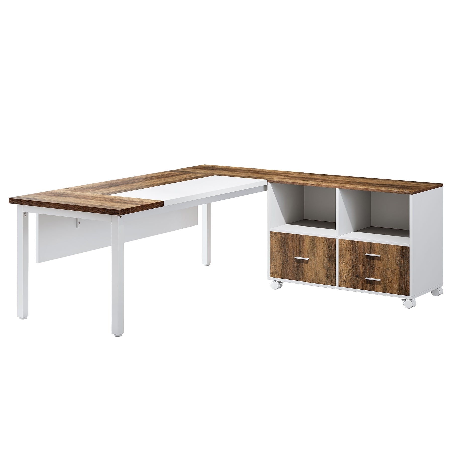 63" L-Shaped Desk, Modern Executive Computer Desk with 37" Mobile File Cabinet Tribesigns